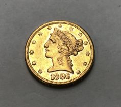 American 1886s Gold $5. 8.38g