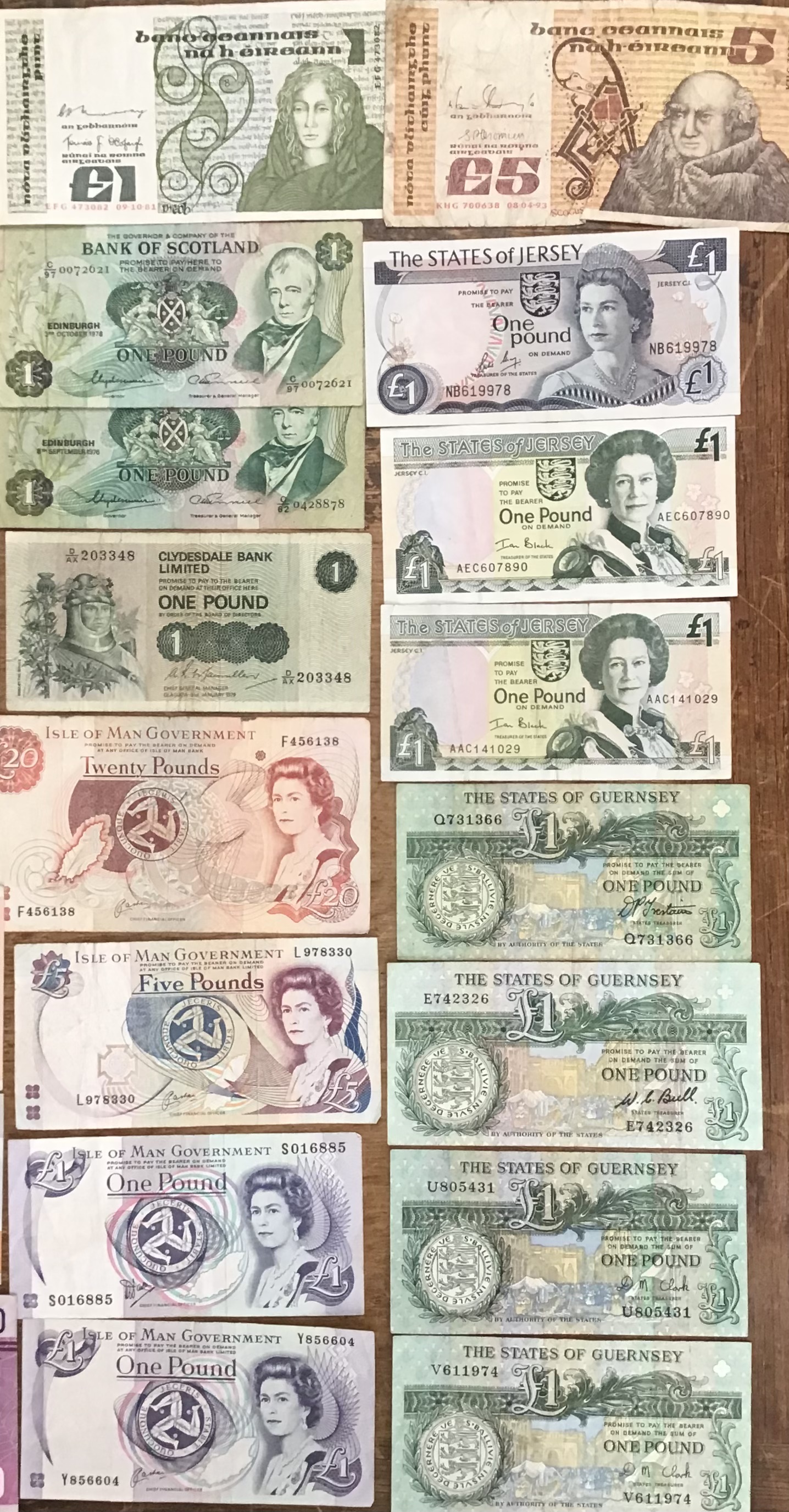 Collection of Channel Islands, Isle of Man, Scottish and Irish Banknotes of £20, £10, £5 & £1 - Bild 5 aus 6
