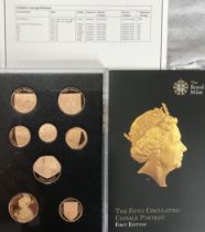 Scarce 2015 Royal Mint Gold Proof Fifth Portrait Set in Original Presentation Case with