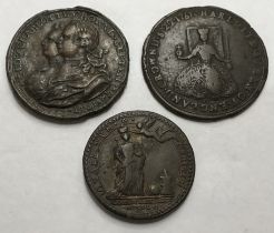 Three Different Commemorative Bronze Medals For the 1761 Coronation of George III and Queen