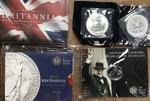 Royal Mint Fine Silver Coins, including Four Royal Mint 1oz Fine Silver Britannia Coins 1998,