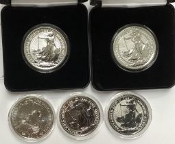 Royal Mint 1oz Fine Silver Britannia Coins includes 2010, 2016, 2017, 2018 & 2019. (*)