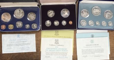 British Territory Part Silver & Silver Proof Coin Sets of Barbados 1974 Year Set, British Virgin