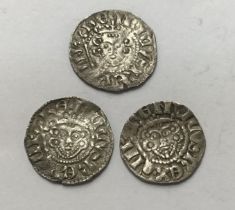 Three Henry III 1216-1272, Silver Long Cross Pennies, Moneyers Nicole of Canterbury, Henry &