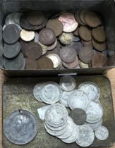 Tin of British coins, including Approximately 196g of Pre 47 Silver.