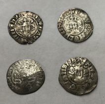 Four Edward I Silver Pennies, Two London Mint, one Scarce Berwick upon Tweed and one Bury St.