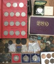 Collection of British and World Coins, includes 1972 Silver Proof Crown, Proof 1970 Year set,