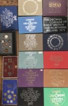 Collection of Royal Mint Proof Year sets from 1970 to 1982 (thirteen royal mint sets) with Royal