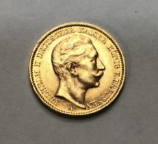 German States, Prussian Gold 1911A, 20 mark coin.