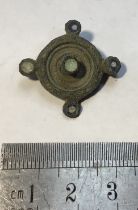 Roman Disc Brooch  Circa, 2nd century AD. Copper-alloy, Diameter 13.6mm. Circular brooch with a