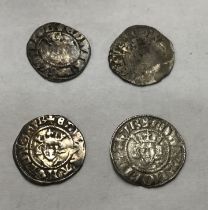 Four Edward I Silver Pennies, Two London Mint (one Edward I or Edward II),one Canterbury and one