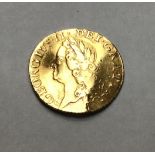 George II 1756 gold half Guinea, approx. 4.14g. Condition:- dent to nose of bust and crack at 5 o’