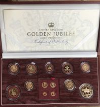 Royal Mint 2002 Golden Jubilee Full Gold Proof Set in Original Case with Certificate of