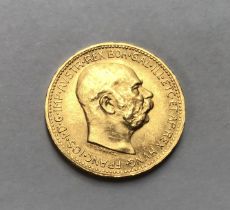 Austrian 1915 Gold 20 Corona Coin.