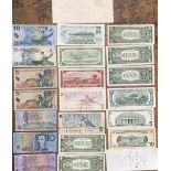 Collection of Commonwealth and American Banknotes. Includes Australian, New Zealand, Canadian and