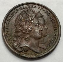 1704 Leopold I of Lorraine & Elizabeth Charlotte of Orleans bronze medal Commemorating the birth