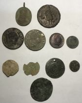 Collection of metal detector found Coins and Medallic issue Tokens including 1739 Admiral Vernon