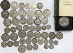 Collection of British Pre 20 Silver Coins, including George III, George IV, Victoria,  Edward