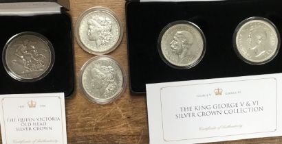 Collection of Silver Crowns & Morgan Dollars including 1895LIX, 1935 & 1937 Crowns with 1890 & 1921D