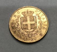 Italian 1863 Gold 20L Coin. 6.5g