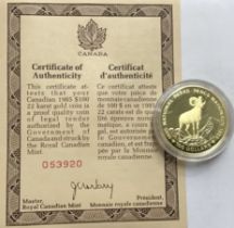 Royal Canadian Mint 1985 22ct Gold Proof $100 Coin in Original Presentation Case with Certificate of