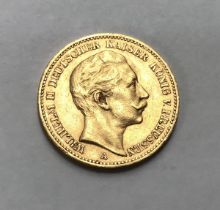 Prussian 1893A Gold 20mk Coin.