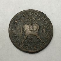 James II Irish Gun-Money Small Half-Crown dated May 1690. (28mm, 7.08g).