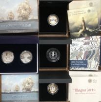 Royal Mint Silver Proof Coins in Original Cases with Certificate of Authenticity, includes 2005