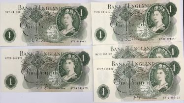 Bank of England £1 Banknotes of L.K O’Brien, J. Hollom, J.S Fforde & Two Prefix run J.B Page. All of