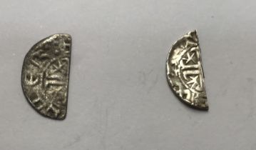 Two Cut Half Pennies of William the Lion of Scotland 1205-1230. Class II, the larger half-penny