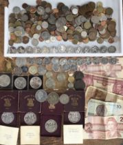 Collection of British and World Coins, includes 1935 Crown, four Festival of Britain Crowns all in