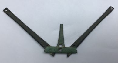 Medieval Folding Balance Scales. A set of bronze folding balance scales, comprising the beam, two