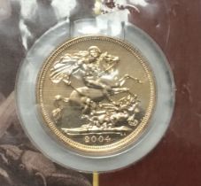Royal Mint 2004 Gold Bullion Sovereign on Original Presentation Card Sealed in Original Packaging