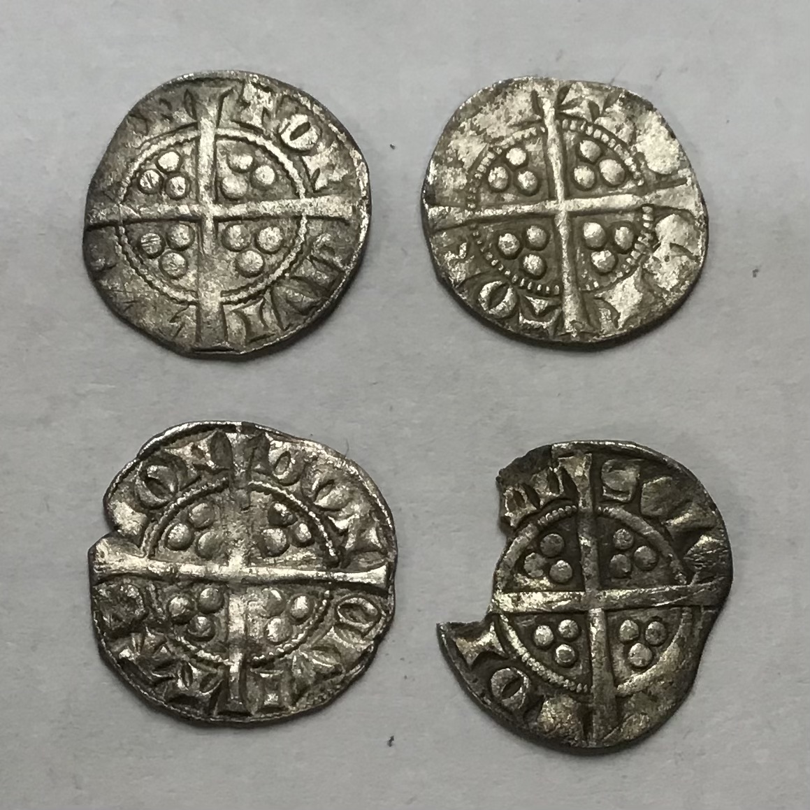 Four Edward II Silver Pennies, two Canterbury Mint, one London and one Bury St. Edmunds (missing - Image 2 of 2