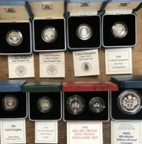 Collection of Royal Mint Silver Proof Coins in Original Cases with Certificate of Authenticity,