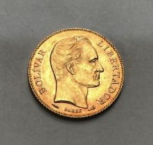 Venezuelan 1911 Gold 20bol.