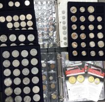 Large collection of British and World coins in two albums and five coin trays including 24ct gold