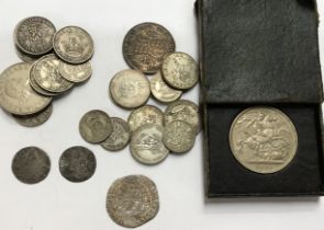 Small collection of British coins including two William III Sixpence, 1951 Festival of Britain Crown