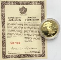 Royal Canadian Mint 1992 Gold Proof $100 Coin in Original Presentation Case with Certificate of