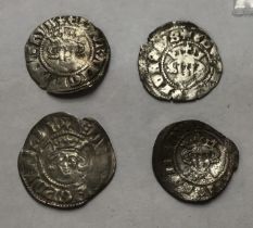 Four Edward I Silver Pennies, Two London Mint, one York and Possibly Canterbury.