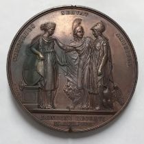 Napoleon III & Princess Eugenia Visit to London in 1855. Large Bronze medal. Designed by B. Wyon,