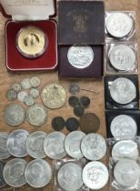 Collection of British Coins, includes Victorian Silver Threepence mounted, 1937 Crown with other Pre