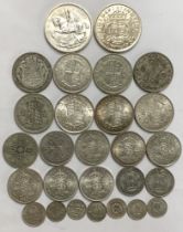 Collection of Pre 47 Silver Coins including 1935 & 1937 Crowns with other denominations.