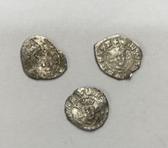 Three Edward I 1272-1307 Silver Farthings, London Mint.