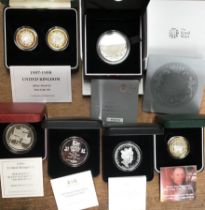 Royal Mint Silver Proof Coins in Original Cases with Certificate of Authenticity with two other