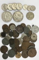 Collection of World Coins including silver examples of Belgium 1872 5f, French 1875 5f with other
