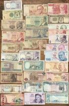 Collection of World Banknotes, includes Afghanistan, United Arab Emirates, Kuwait, Iraq, Iran,