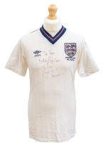 England: An England v. Morocco, World Cup 1986 Mexico, 6th June 1986, match issued white home shirt.