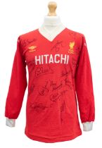Liverpool: A Liverpool, match-worn, long-sleeved home shirt, believed to have been worn by Steve