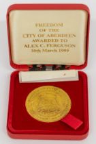 Football: A 'Freedom of the City of Aberdeen Awarded to Alex C. Ferguson 30th March 1999'. A gilt-